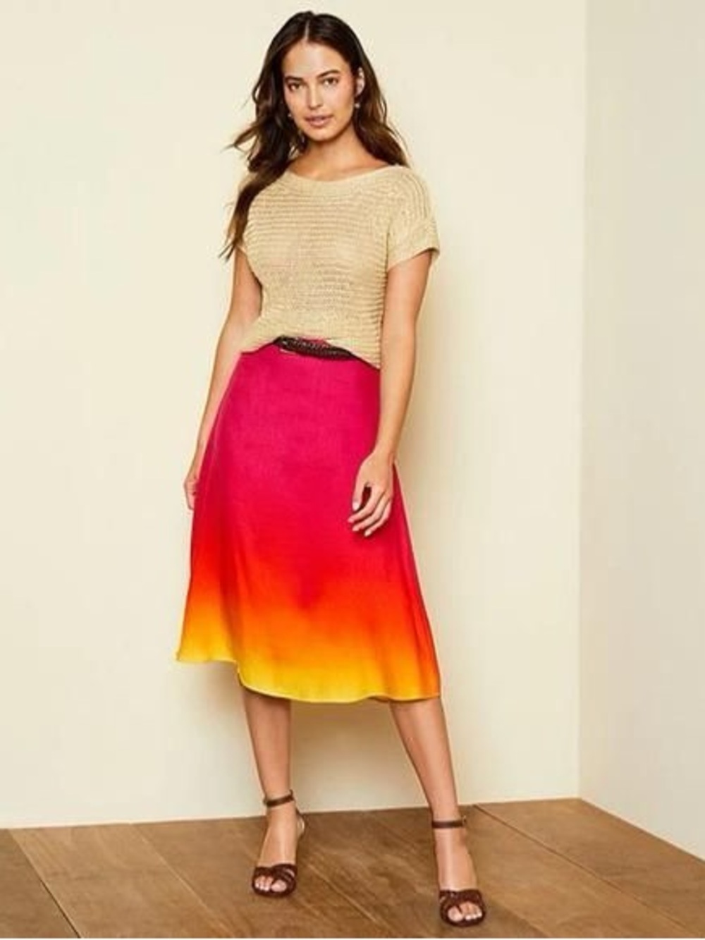 Lauren Ralph Lauren Women's Ombre Linen Blend Skirt 16